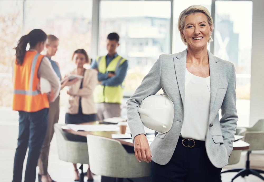 Portrait,,Construction,Worker,And,Manager,With,An,Engineer,Woman,At civil, engineering, mining HR