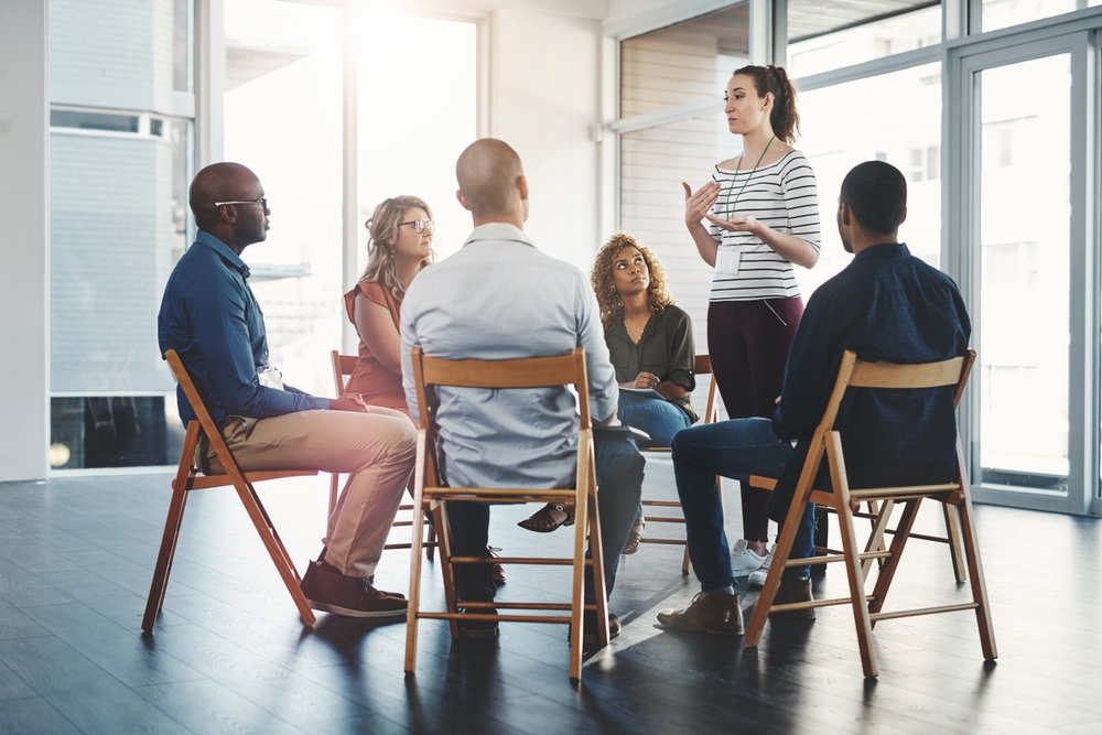 Woman,,Meeting,And,Circle,For,Training,In,Office,With,Diversity, HR Training